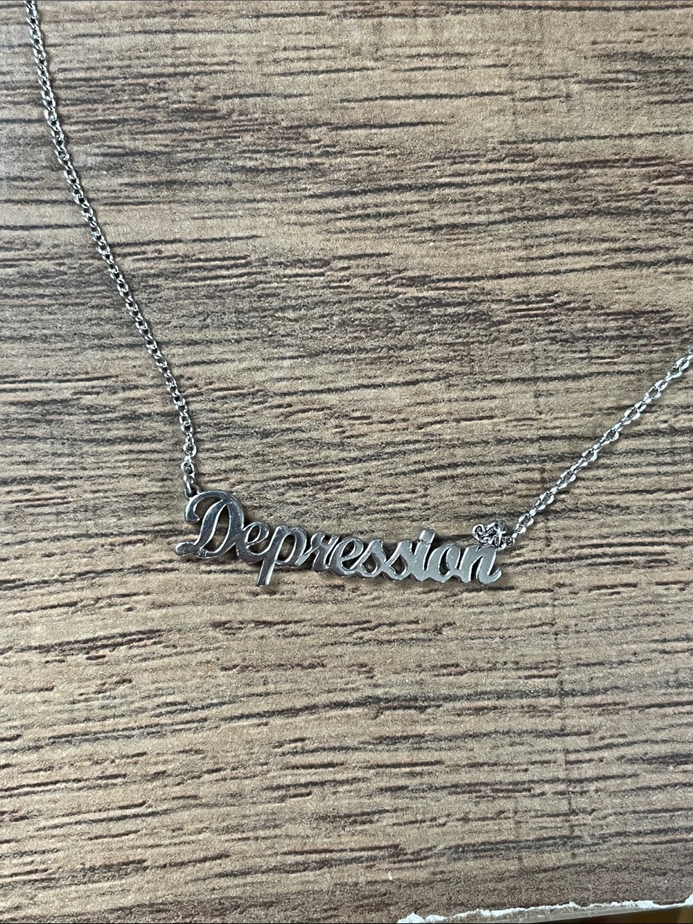 ban.do Silver 'Depression' Script Pendant Necklace